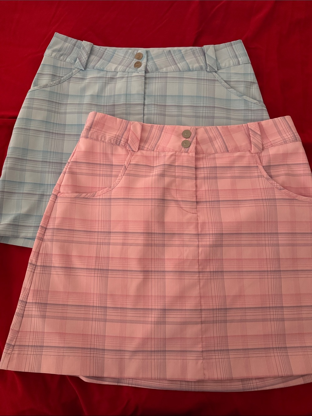 Nike Pink and Light Blue Plaid Mini Skirts